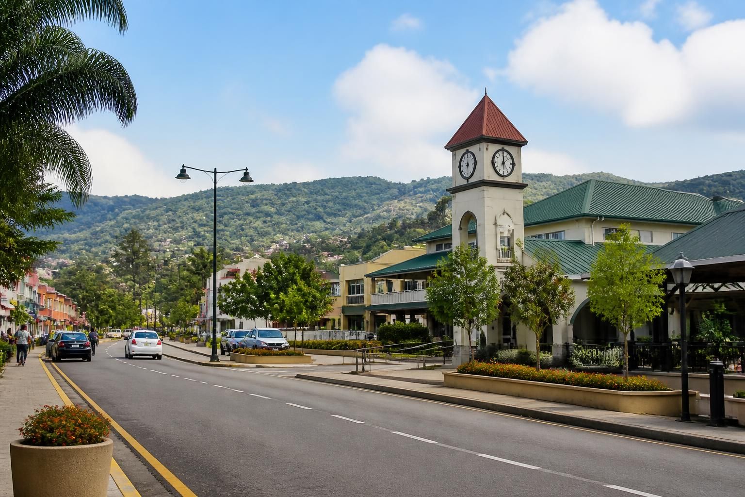 Well-kept neighborhood and commercial scene in Arima.