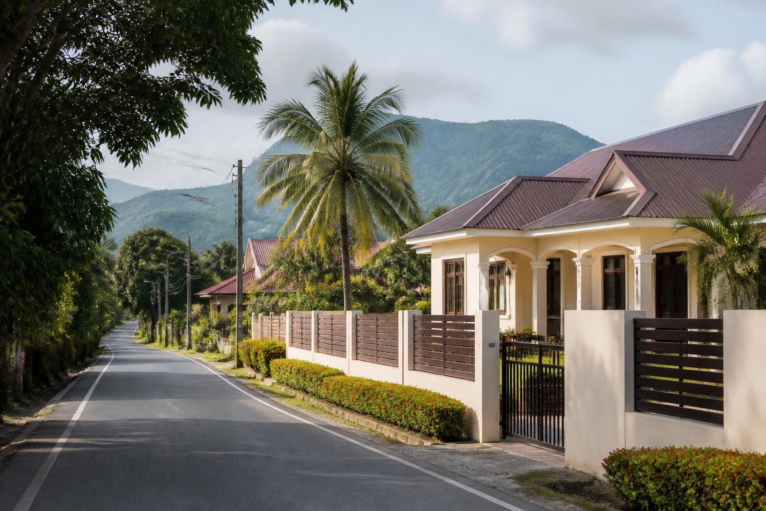 Peaceful neighborhood roadway in Siparia.